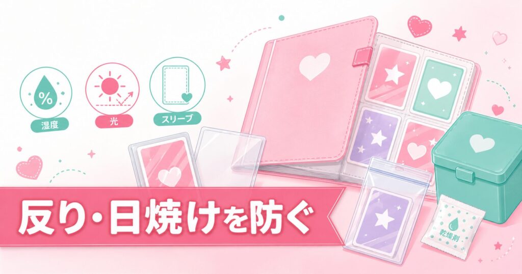 スリーブと保管ケースでトレカを丁寧に保管している写真
